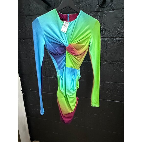 NEW Alex Perry Halton Lycra Crew Twist Ruched Mini Dress - Picture 8 of 11